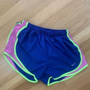 Women’s Nike tempo dry fit running shorts blue pink yellow Nike tempo shorts